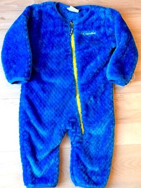 Columbia Baby Blue Plush Fleece Bunting Zipper Romper Size 6-12 Months